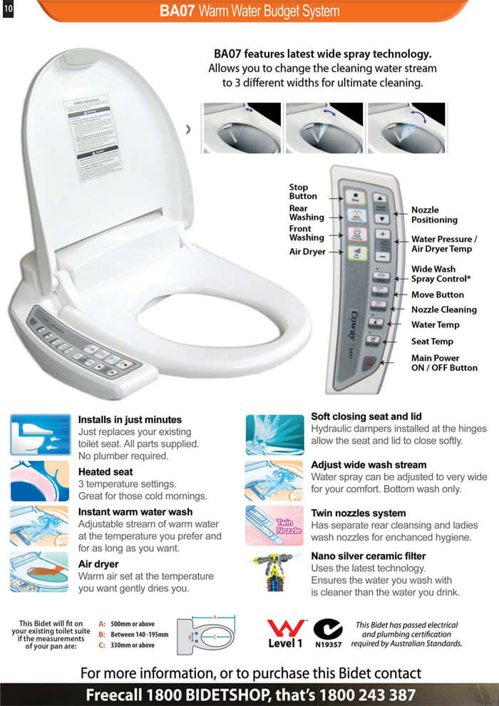 coway-ba07 bidet toilet seat